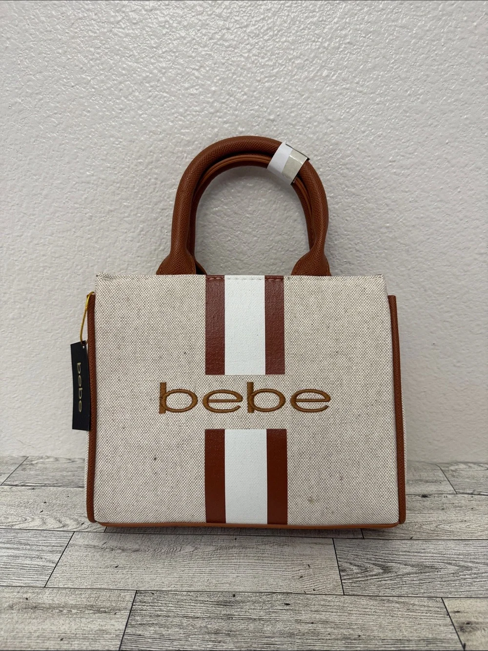 bebe Paisley Caramel Mini Canvas Satchel NWT